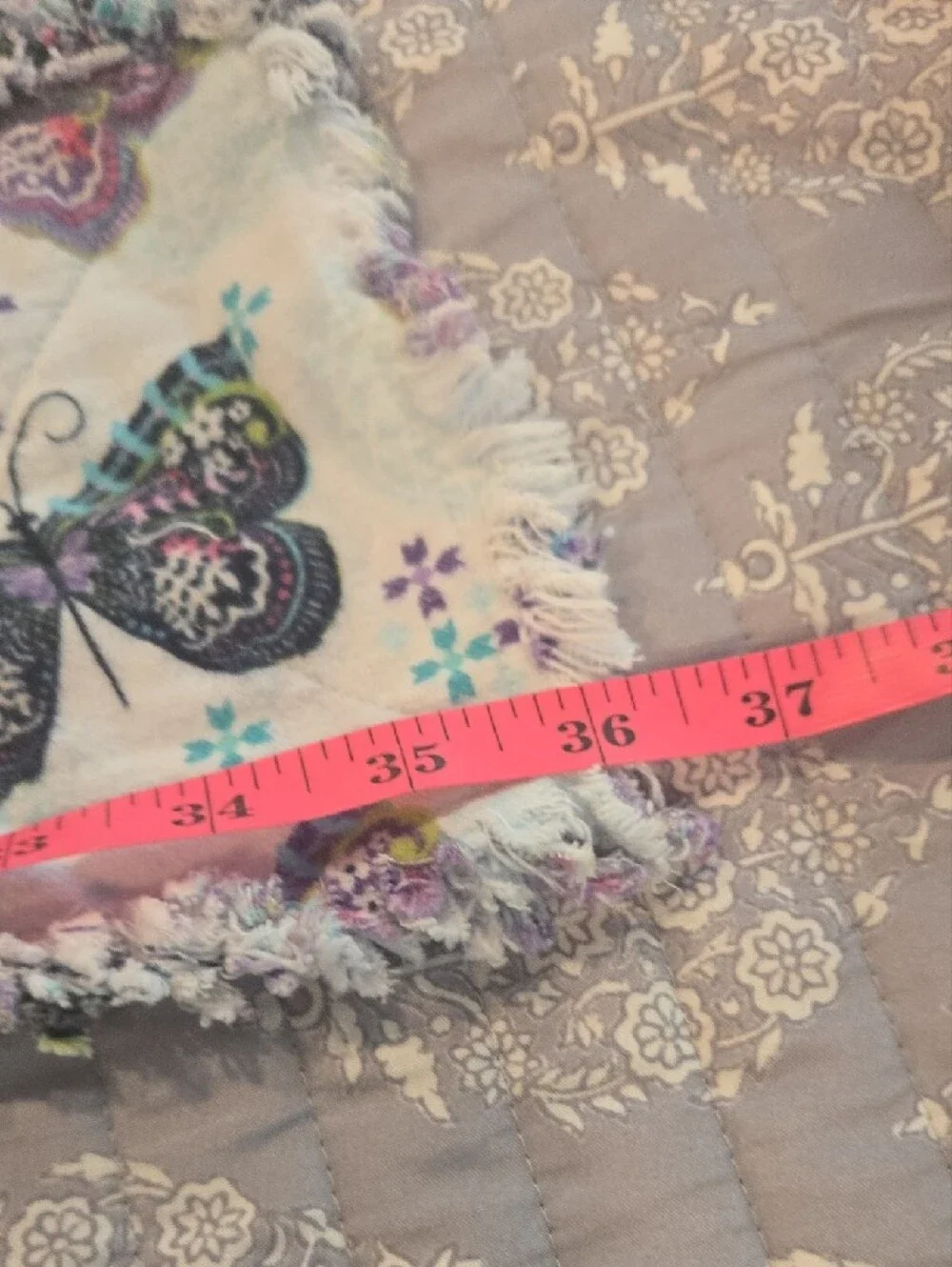 Plush Butterfly Patchwork Rag Quilt Blanket - Pink